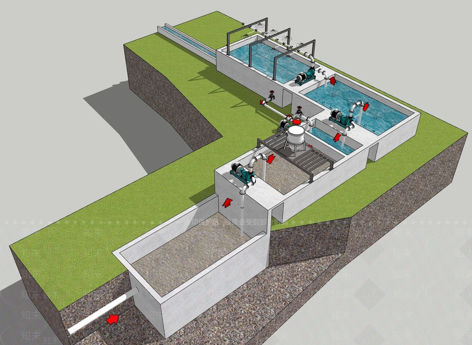 现代鱼池SU模型下载【ID:394481303】