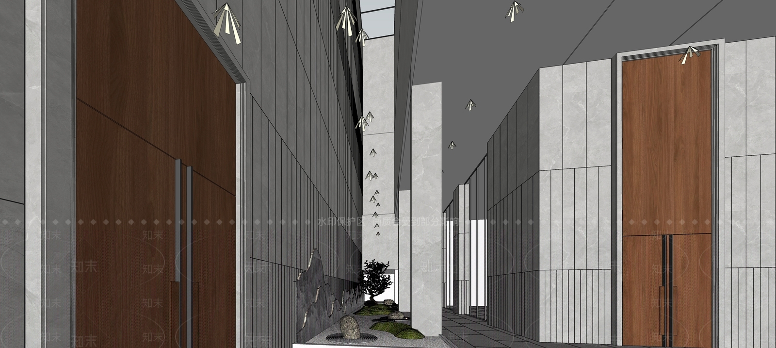 现代酒店玄关过道SU模型下载【ID:994483476】