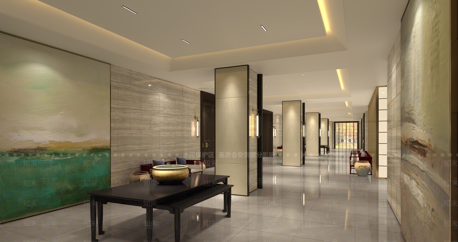 现代酒店玄关过道SU模型下载【ID:994484437】