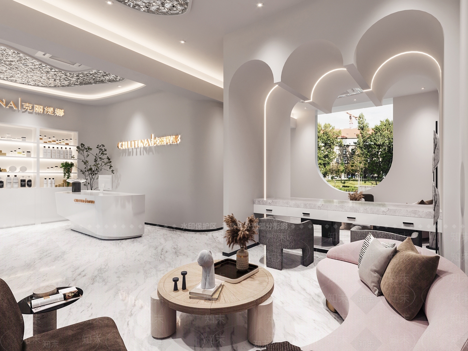 现代美容SPA店前台接待3D模型下载【ID:994489516】