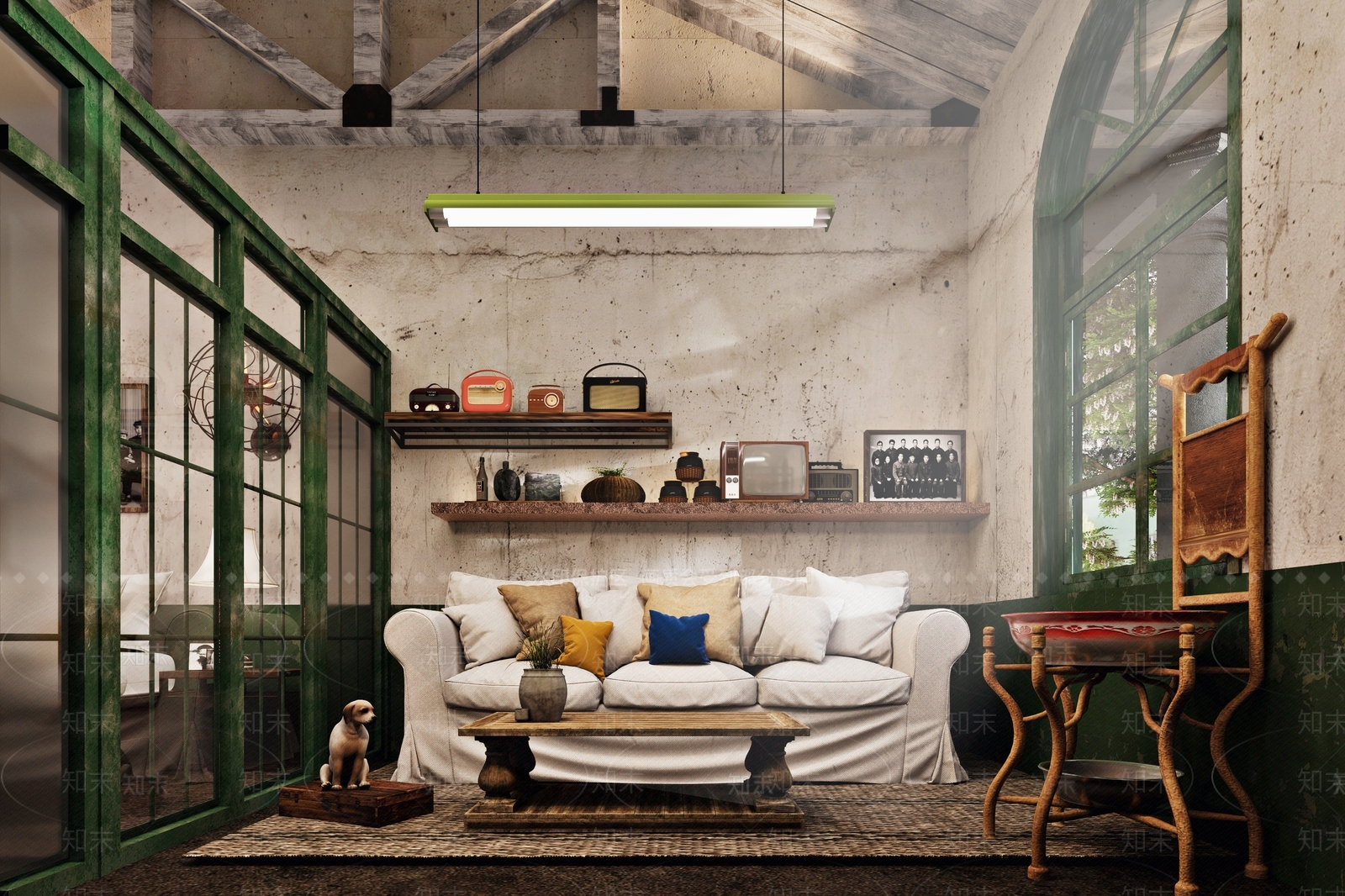 现代民国风怀旧客厅3D模型下载【ID:894669386】