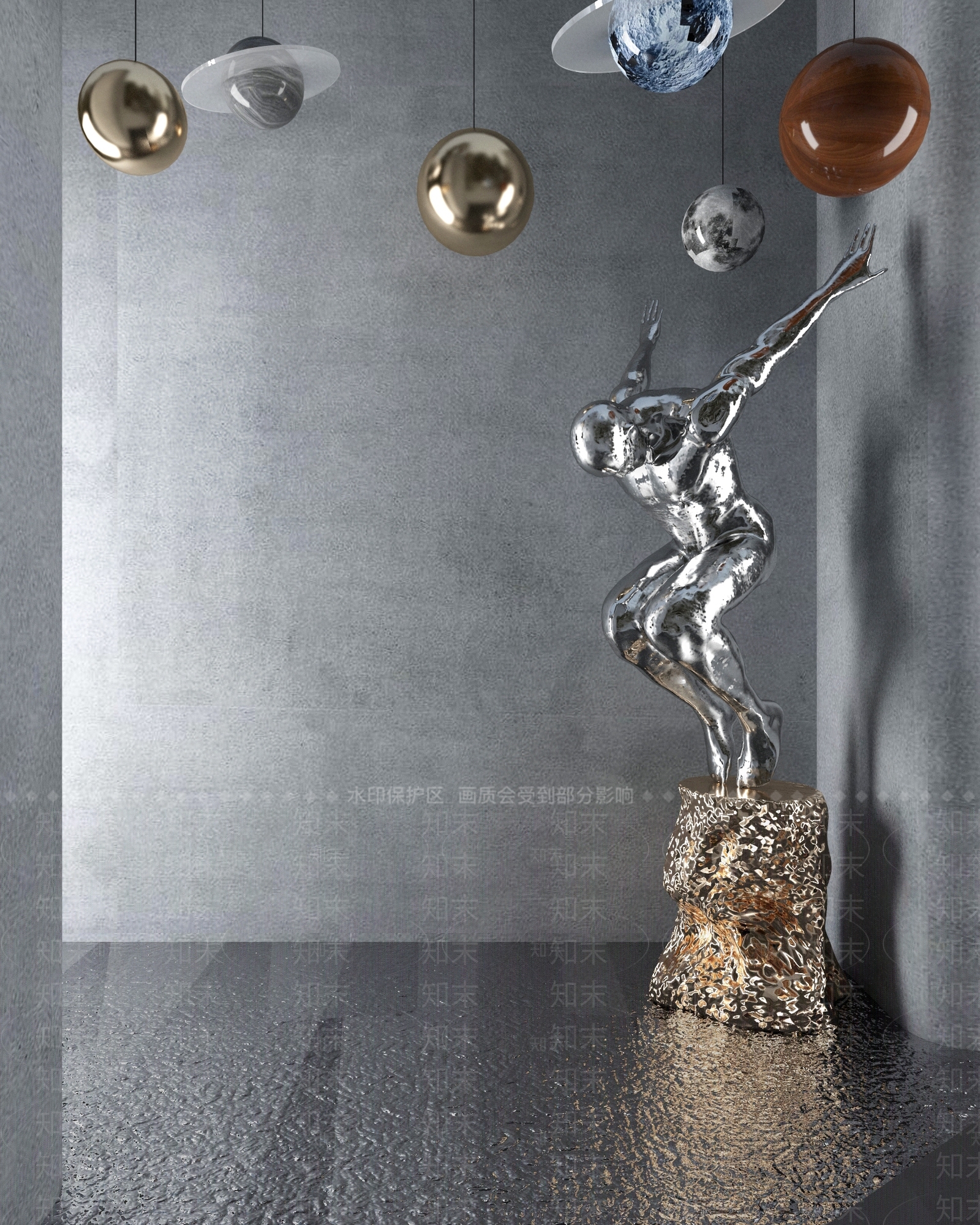 现代运动人物雕塑摆件3D模型下载【ID:394508810】