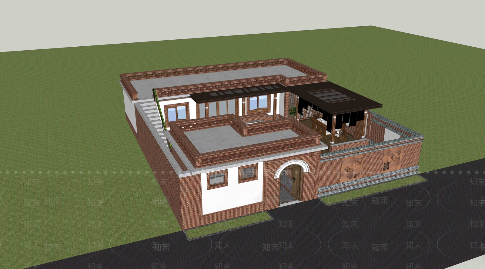 中式乡村民房SU模型下载【ID:194516066】