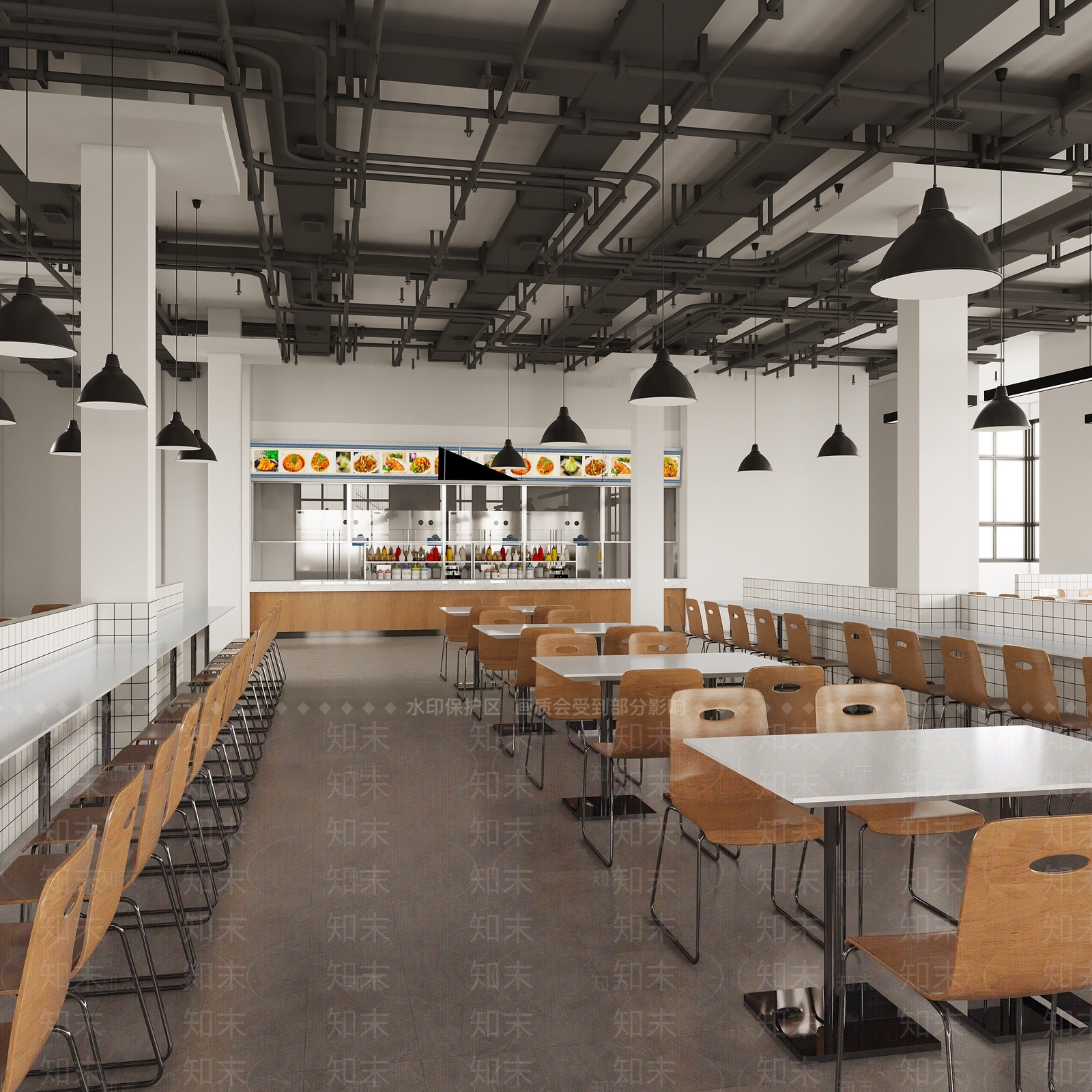 现代学校食堂3D模型下载【ID:794517786】