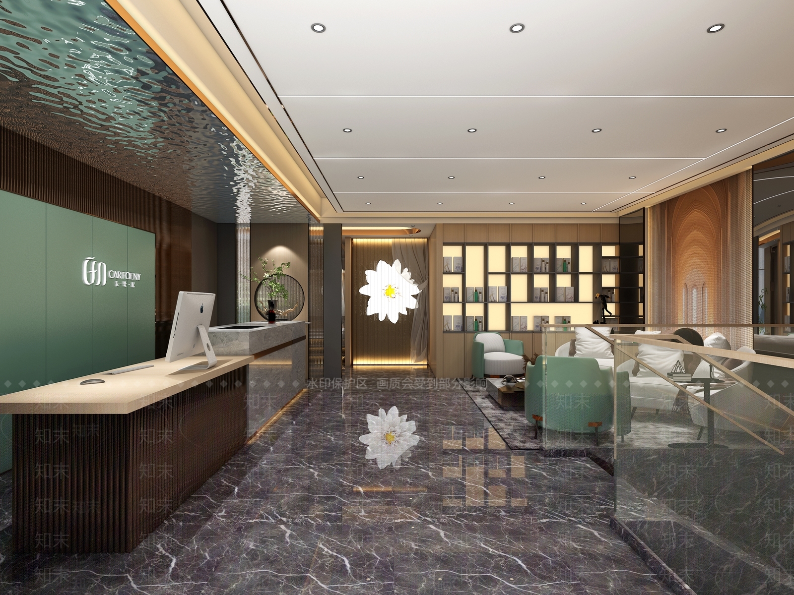 新中式足疗会所前台3D模型下载【ID:794549114】