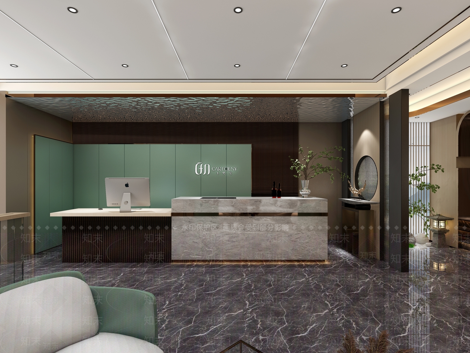 新中式足疗会所前台3D模型下载【ID:794549114】