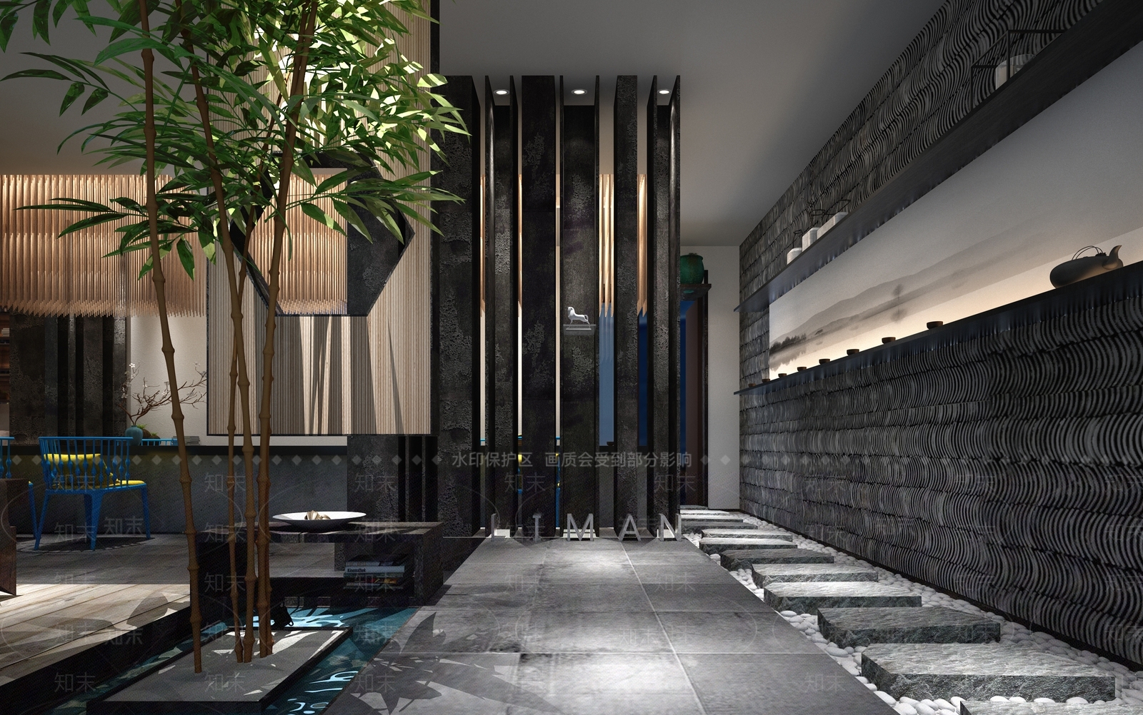 新中式民宿3D模型下载【ID:994557601】