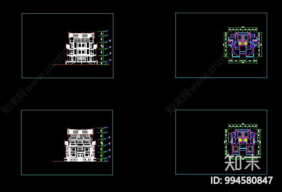 中式别墅cad施工图下载【ID:994580847】