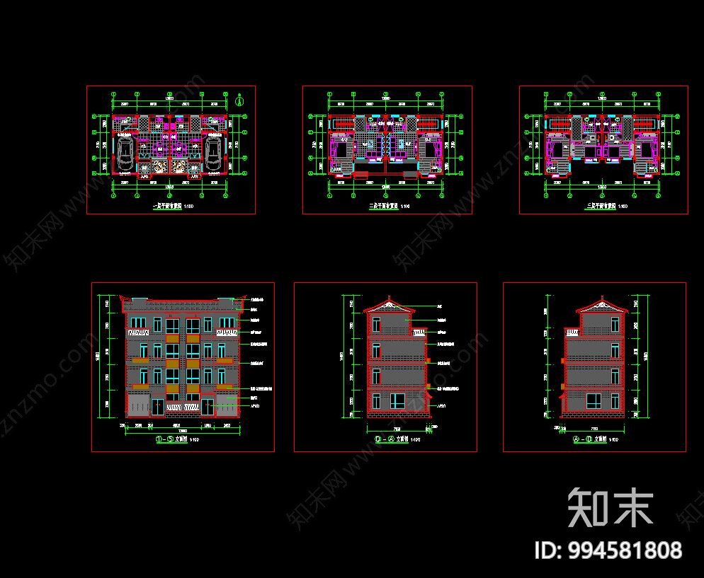 欧式古典别墅cad施工图下载【ID:994581808】