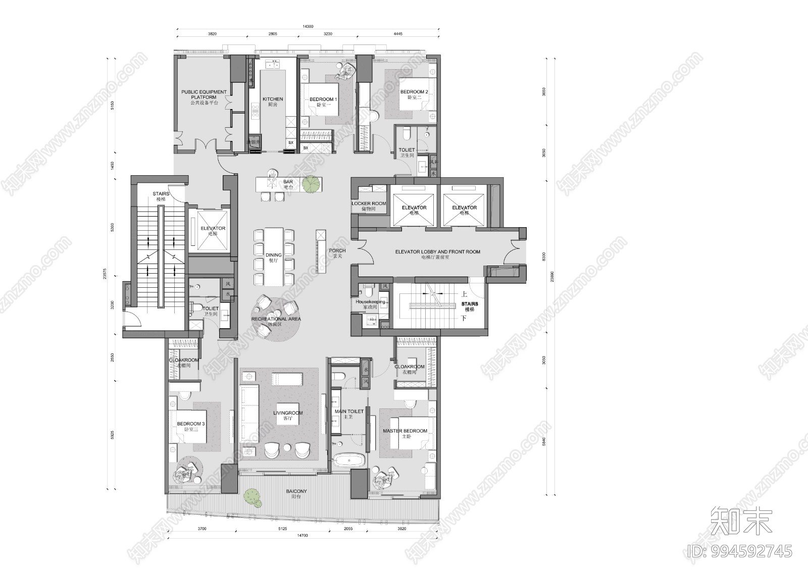 现代样板间cad施工图下载【ID:994592745】