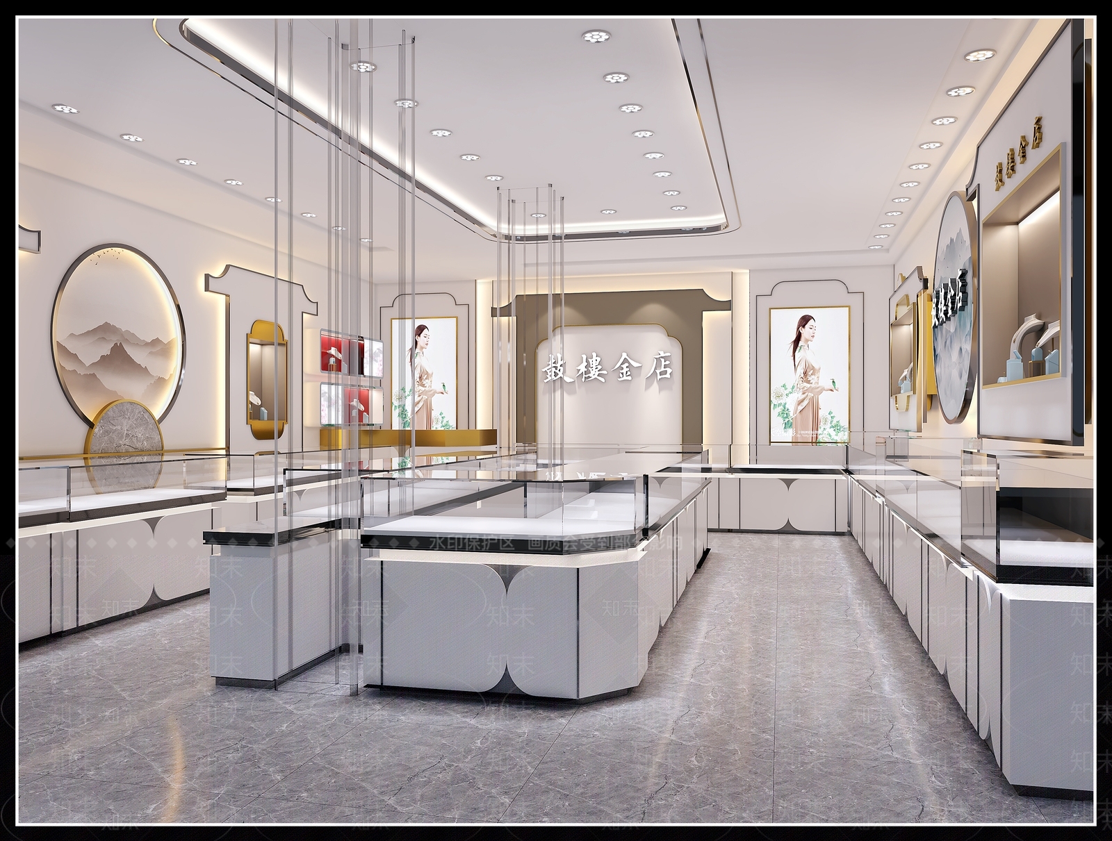 新中式珠宝店3D模型下载【ID:594593807】