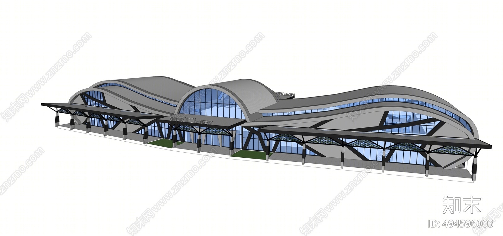 现代机场车站SU模型下载【ID:494596003】