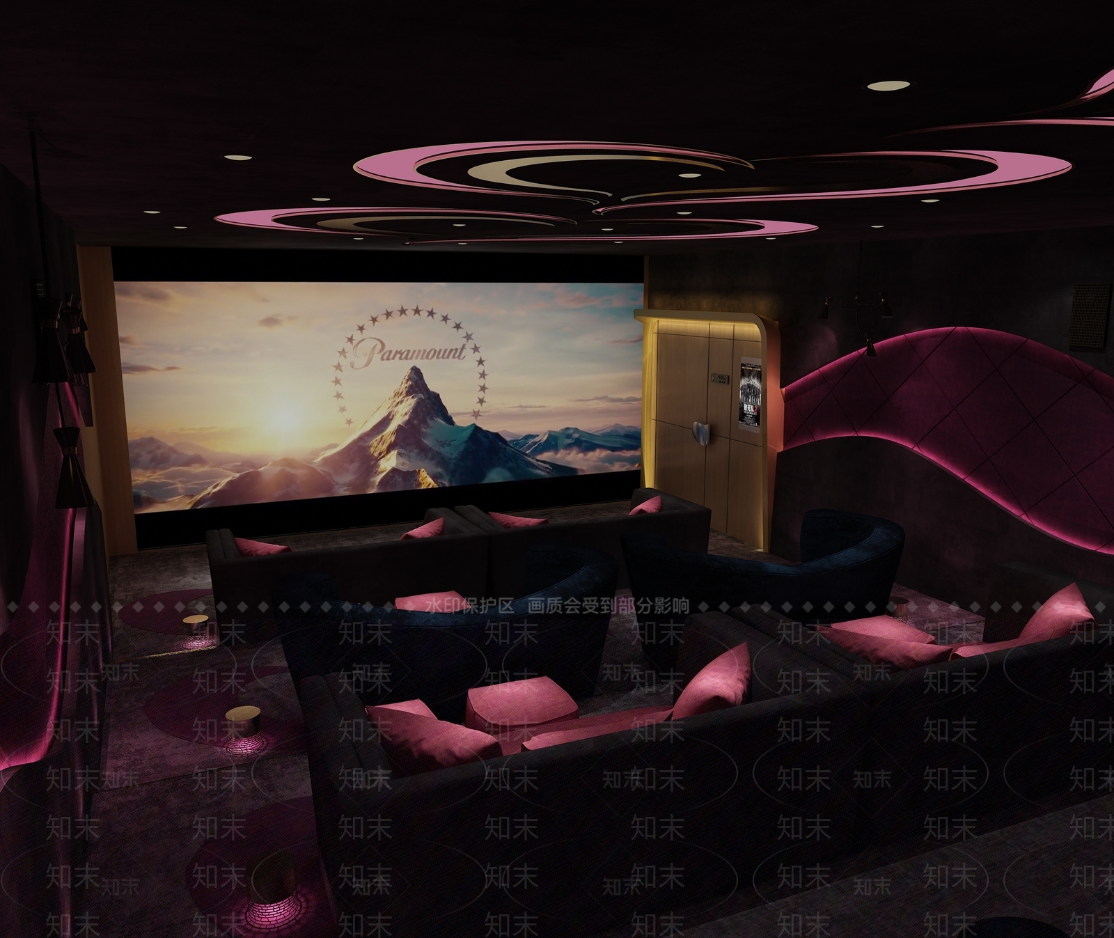 现代电影院3D模型渲染效果图