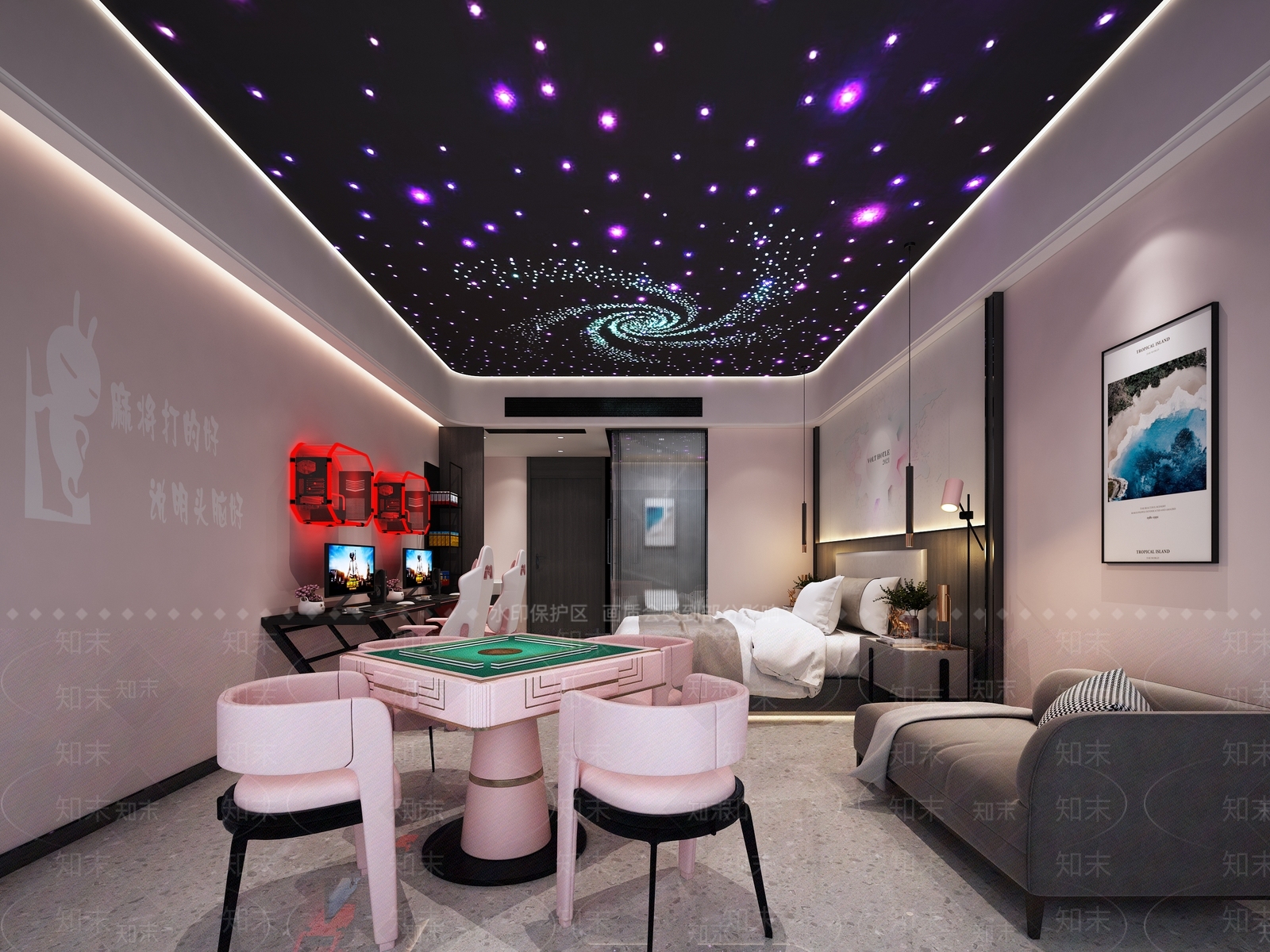 现代电竞酒店客房3D模型下载【ID:494610696】