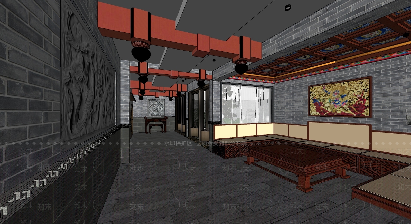 中式茶馆SU模型下载【ID:394615204】