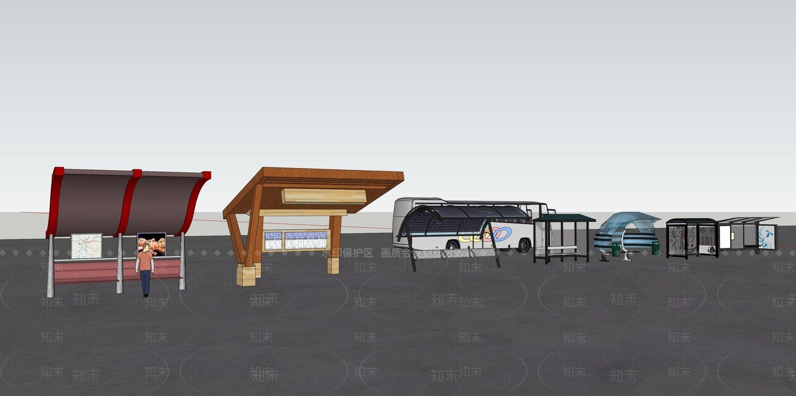 现代公交站台SU模型下载【ID:494619724】