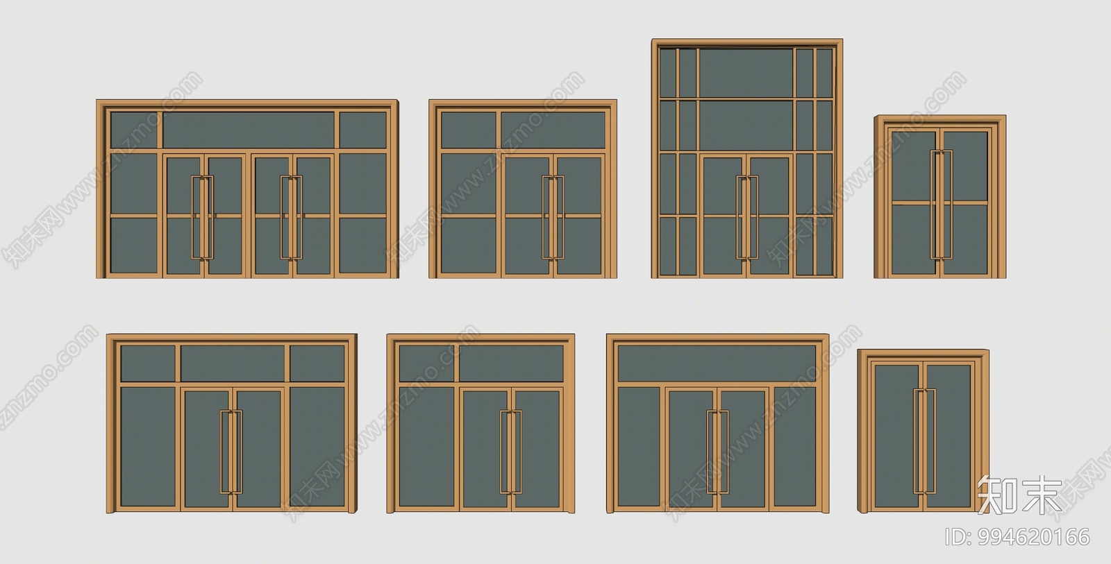 现代玻璃大门SU模型下载【ID:994620166】