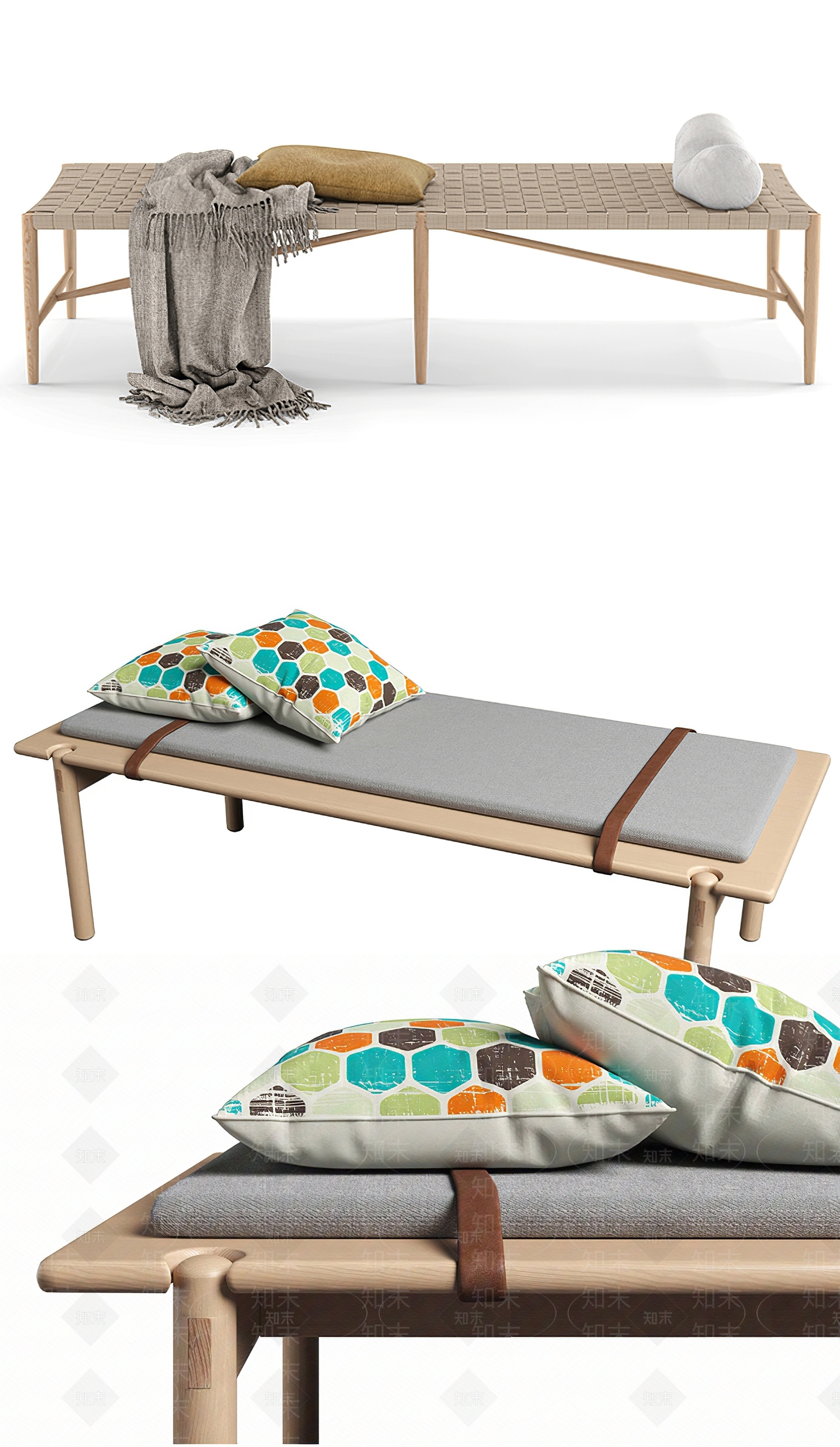 侘寂床尾凳3D模型下载【ID:494634469】