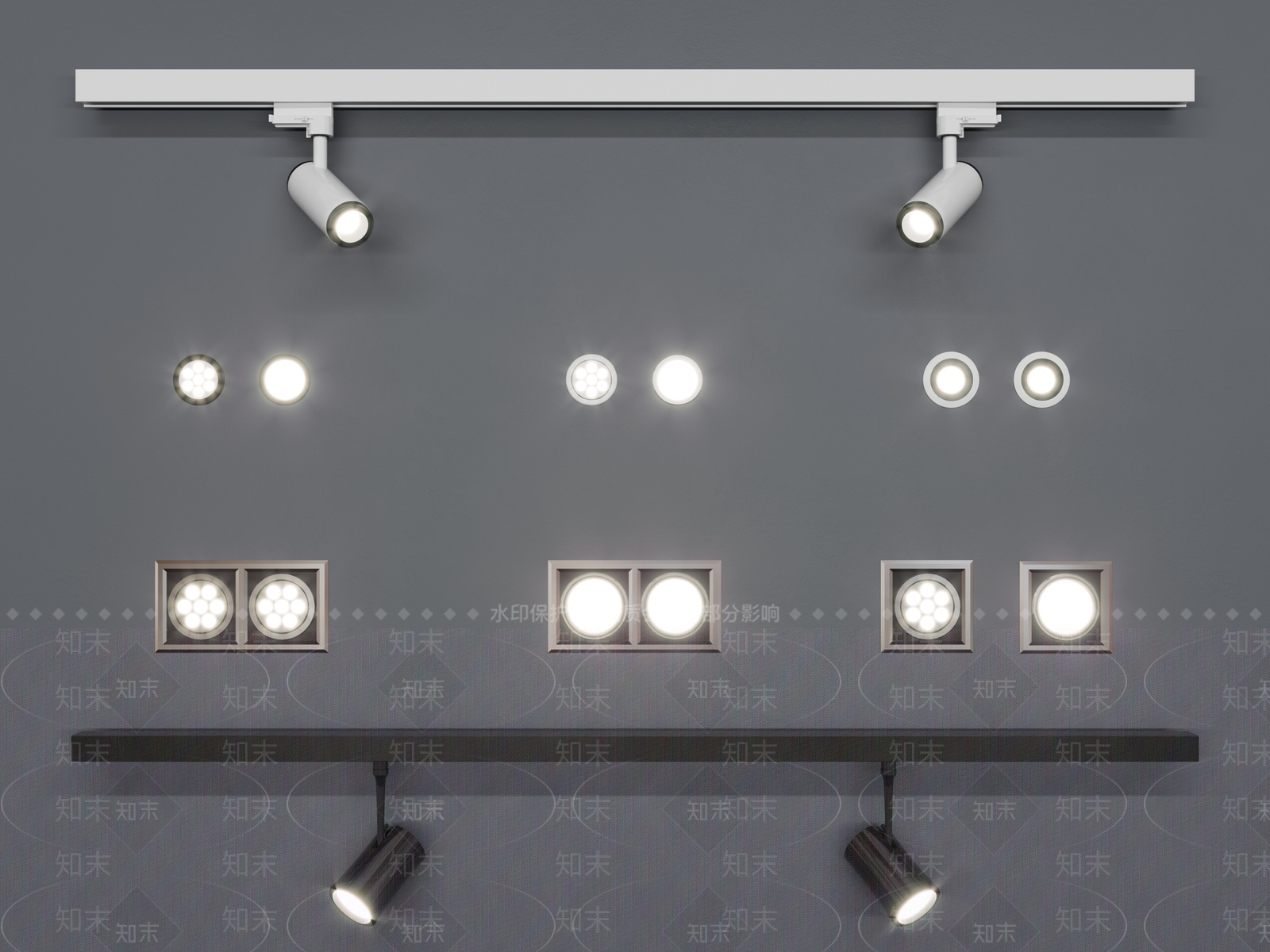 现代筒灯3D模型下载【ID:694635620】