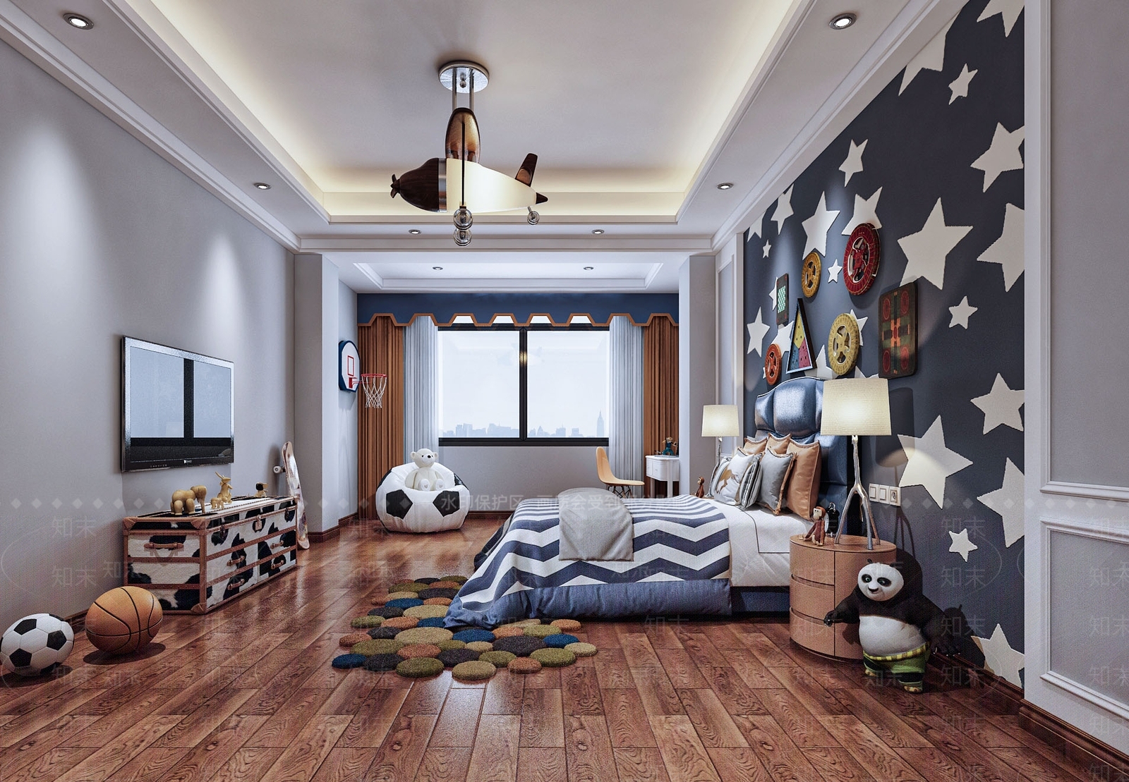 现代儿童房SU模型下载【ID:894642813】