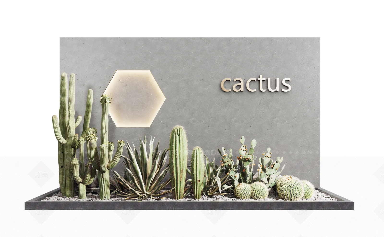 现代植物堆3D模型下载【ID:394642875】