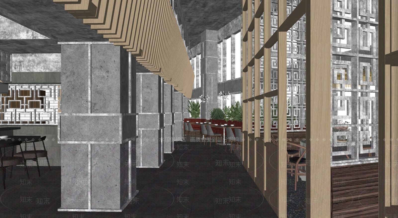 日式餐厅SU模型下载【ID:994652079】