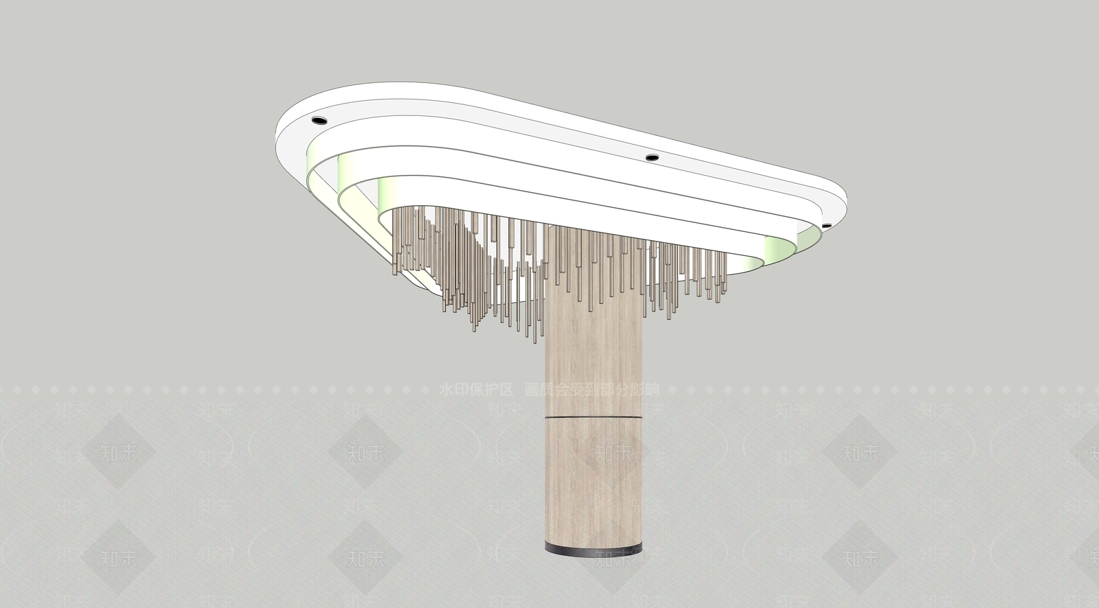 现代商场装饰柱SU模型下载【ID:194675221】