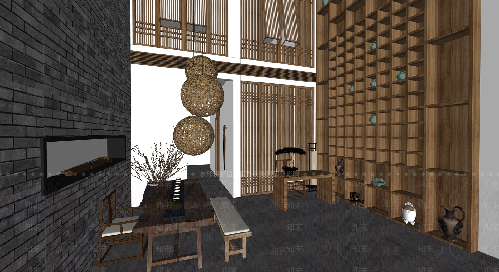 中式茶馆SU模型下载【ID:994675375】