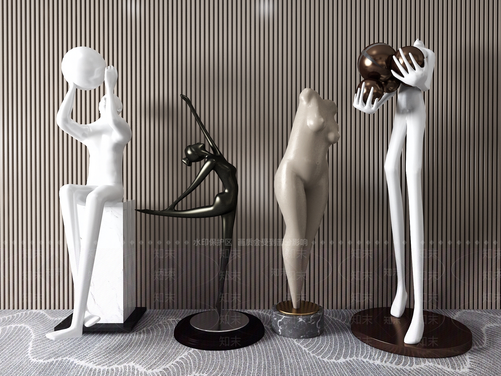 现代人像雕塑3D模型下载【ID:394676842】