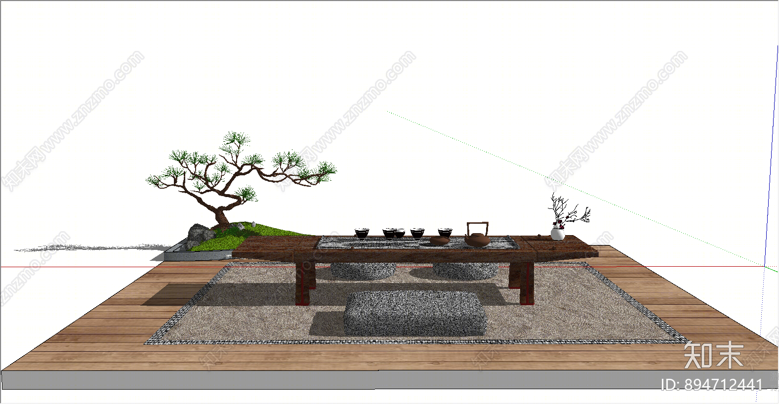 新中式休闲桌SU模型下载【ID:894712441】