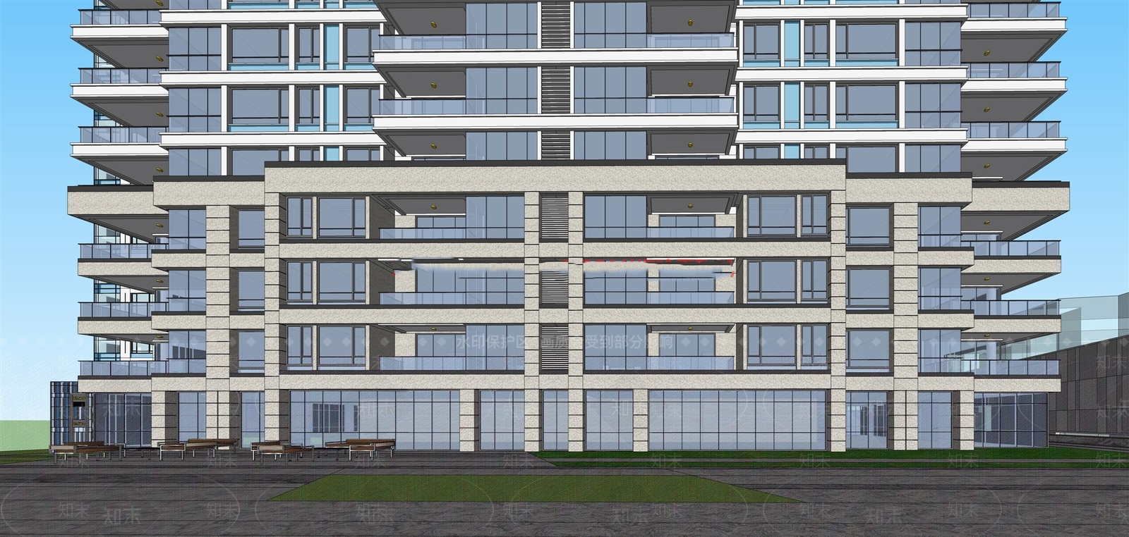 现代高层住宅SU模型下载【ID:294725787】