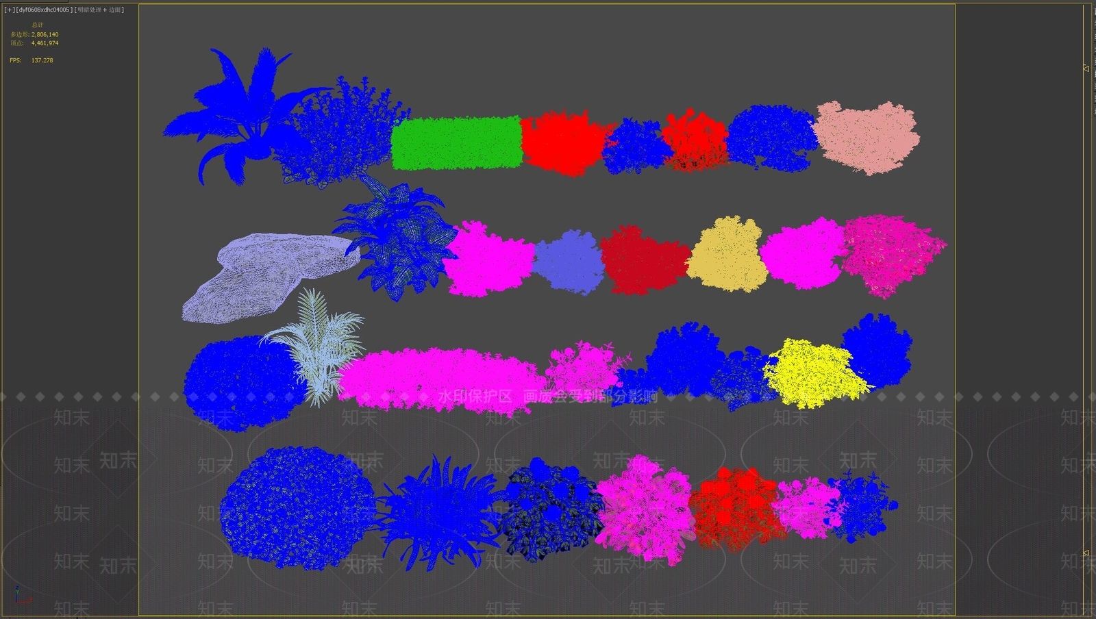 现代花草组合3D模型下载【ID:394745563】