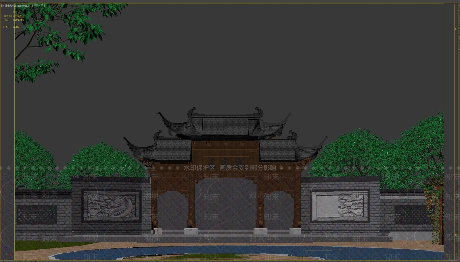 中式牌楼牌坊3D模型下载【ID:994745879】