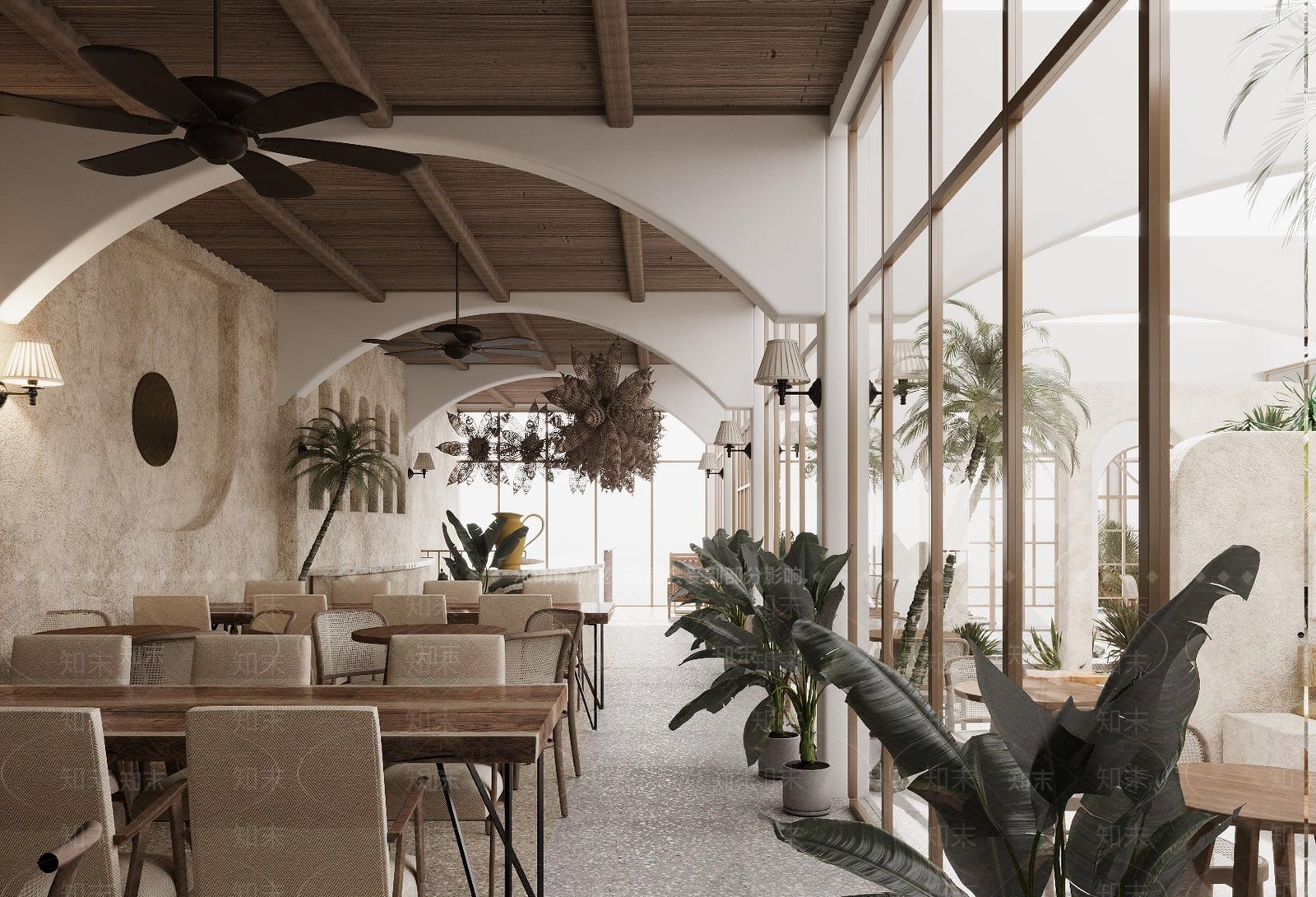 侘寂酒店餐厅3D模型下载【ID:1221537075】