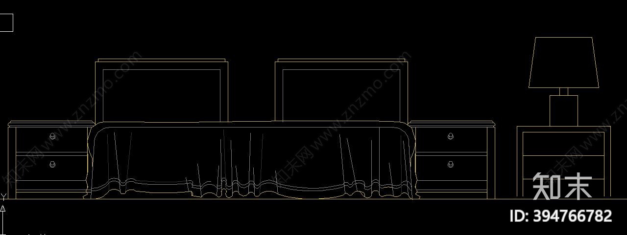 双人床cad施工图下载【ID:394766782】
