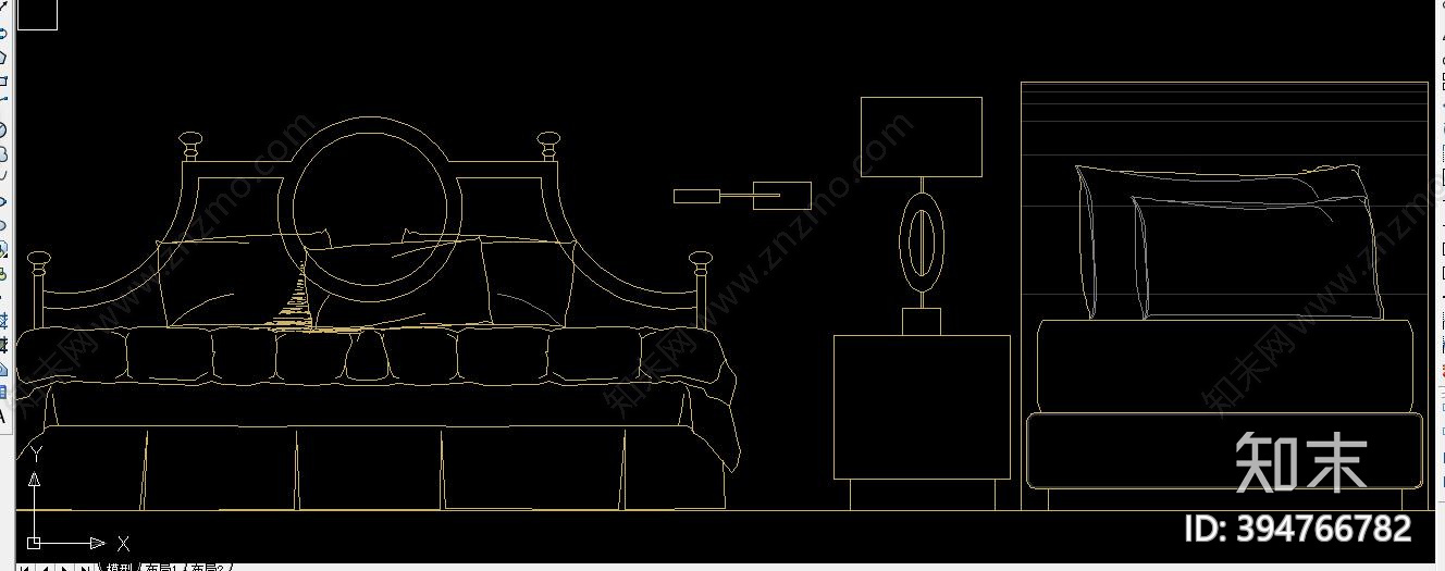 双人床cad施工图下载【ID:394766782】