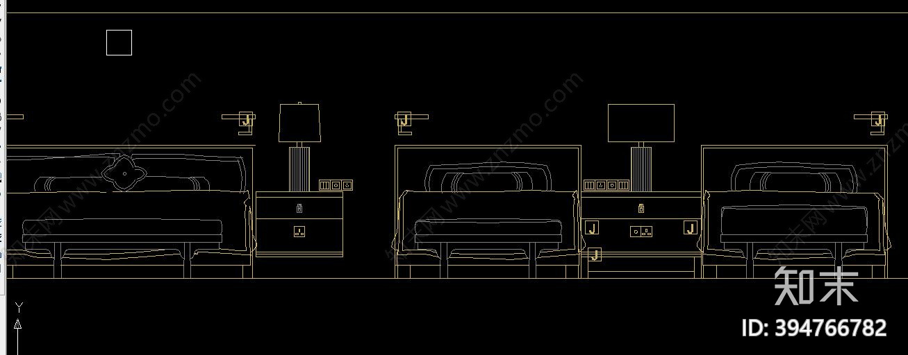 双人床cad施工图下载【ID:394766782】
