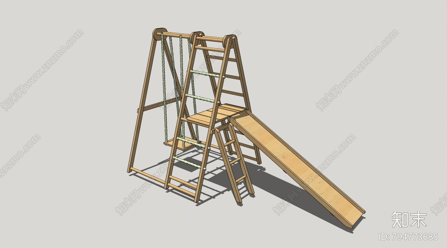 现代儿童滑梯SU模型下载【ID:794773685】