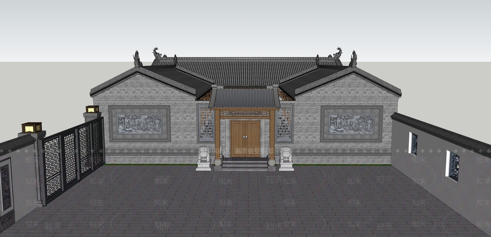 中式四合院SU模型下载【ID:394786274】