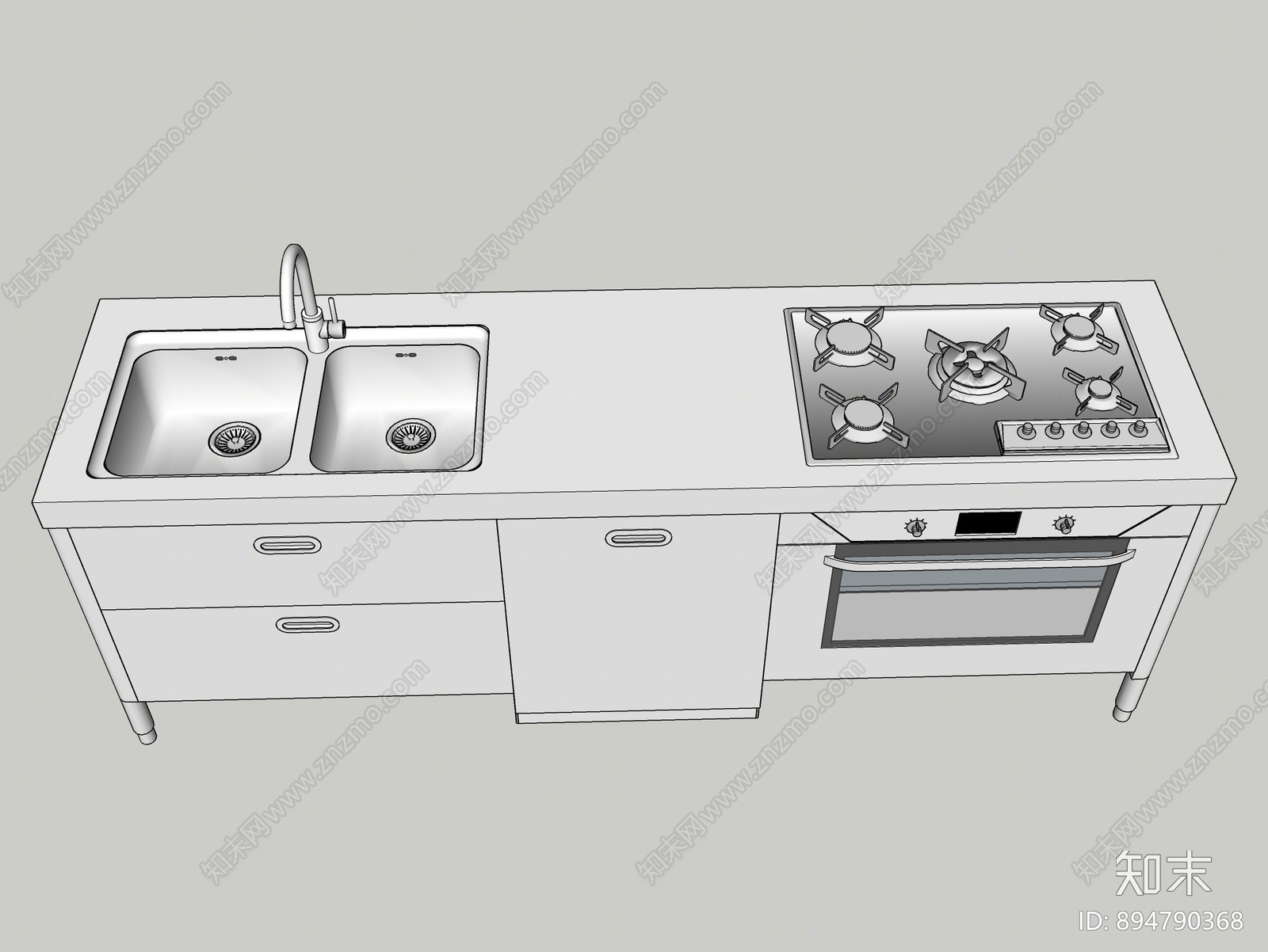 现代灶台SU模型下载【ID:894790368】