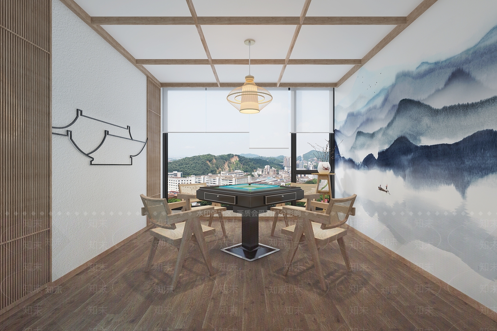 新中式棋牌室3D模型下载【ID:994898047】