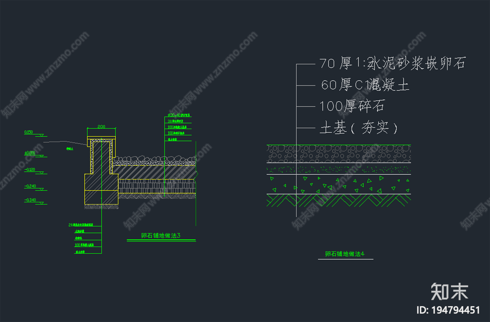 卵石铺地施工图下载【ID:194794451】