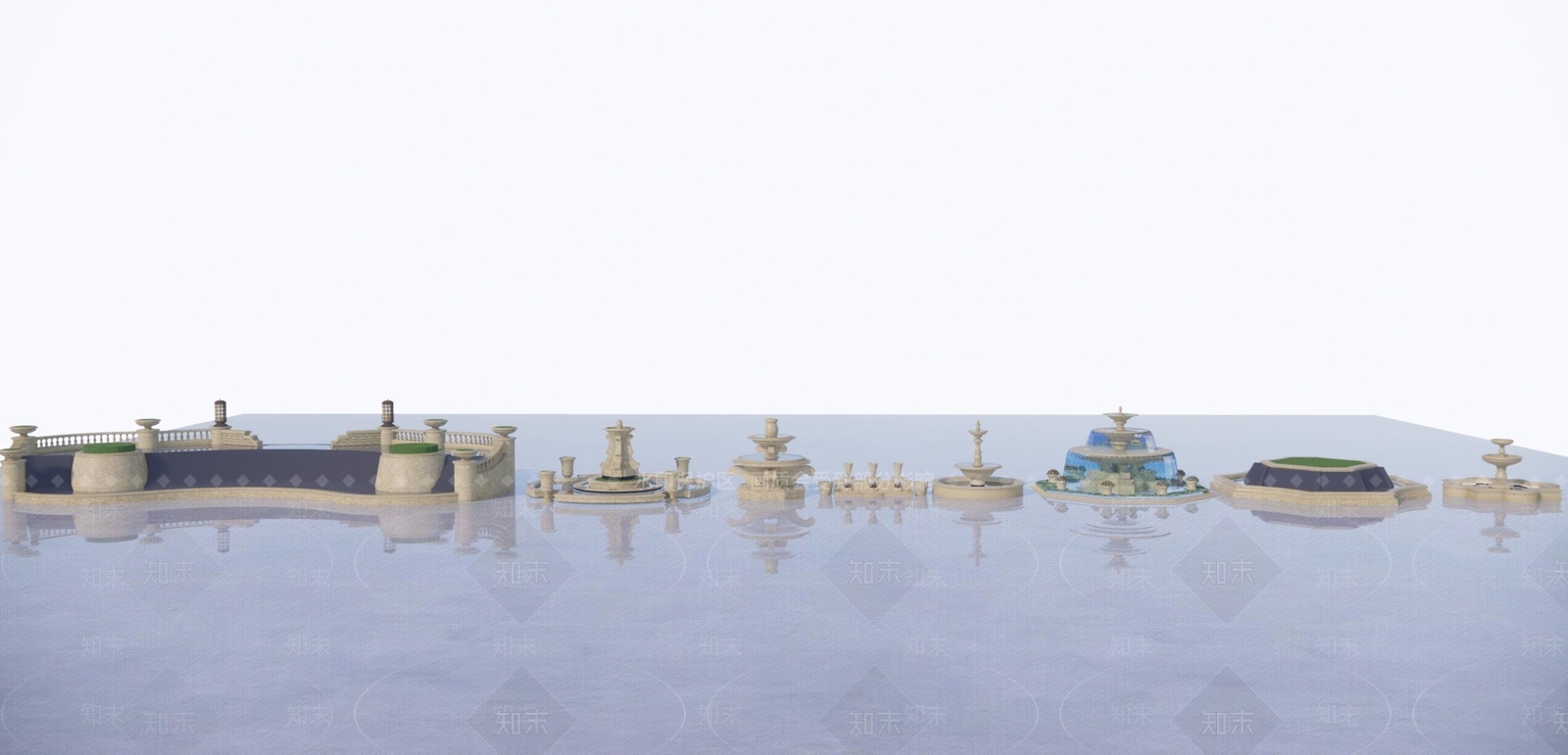 欧式喷泉SU模型下载【ID:994830991】