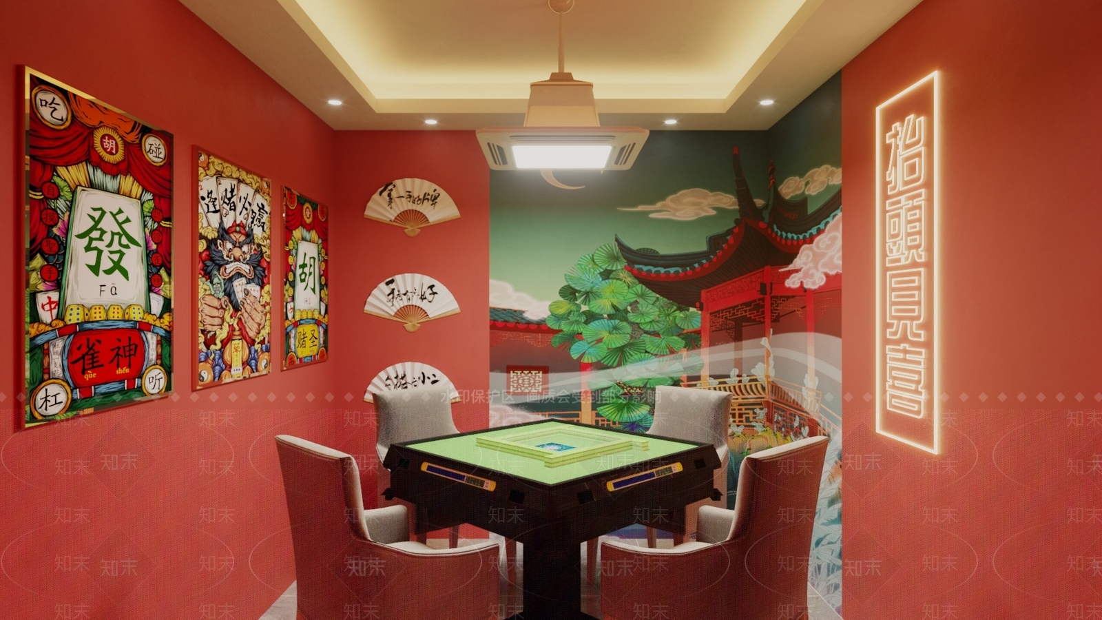 现代网红麻将馆3D模型下载【ID:994835909】