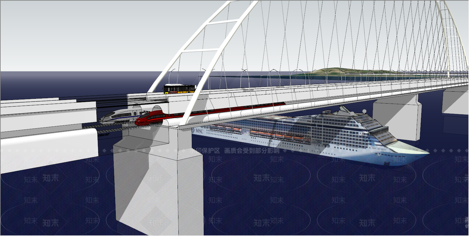 现代桥SU模型下载【ID:394869417】