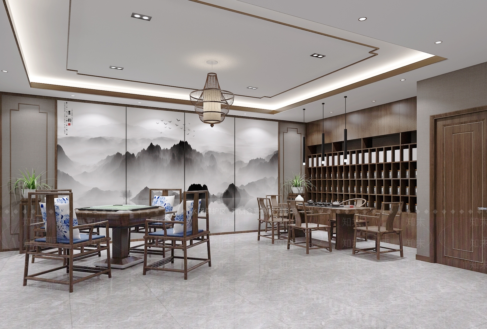 新中式会所麻将室3D模型下载【ID:794875145】