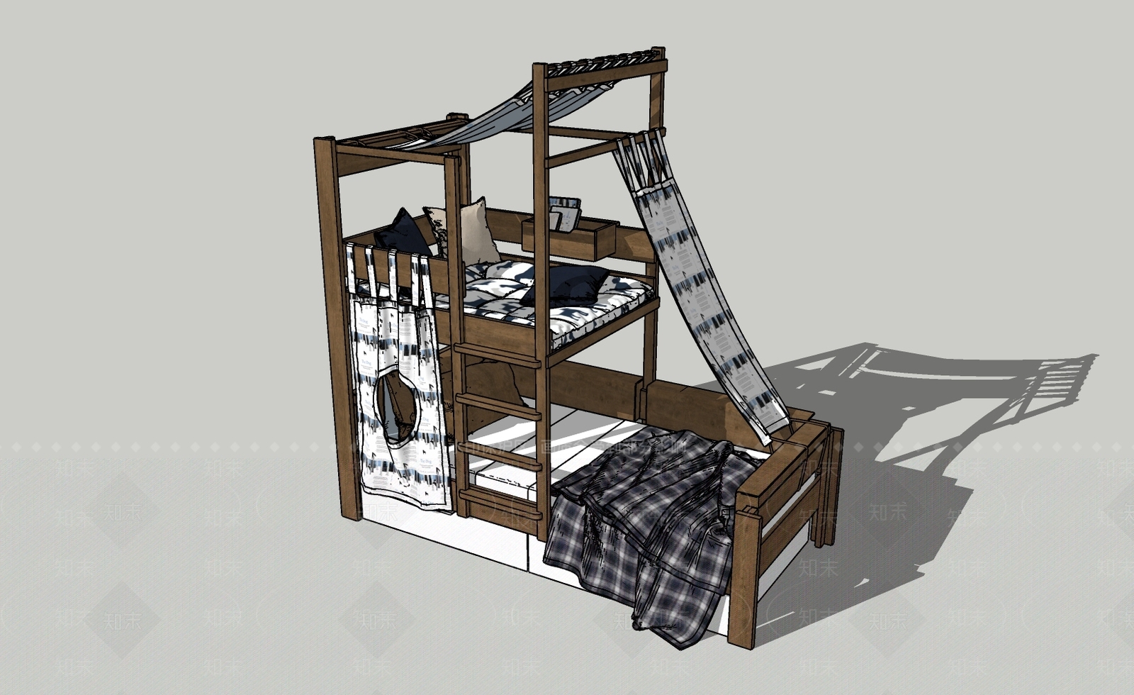 现代儿童床SU模型下载【ID:794877830】