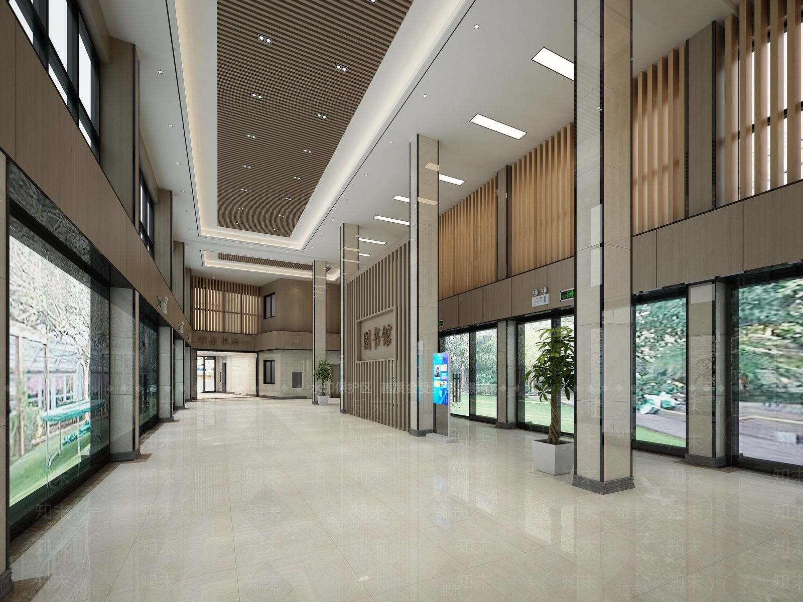 现代图书馆大厅3D模型下载【ID:894877256】