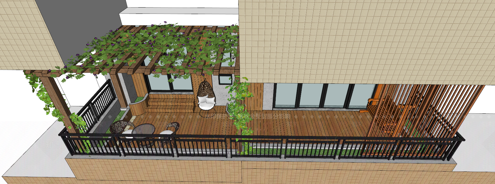 新中式家居阳台SU模型下载【ID:694880537】