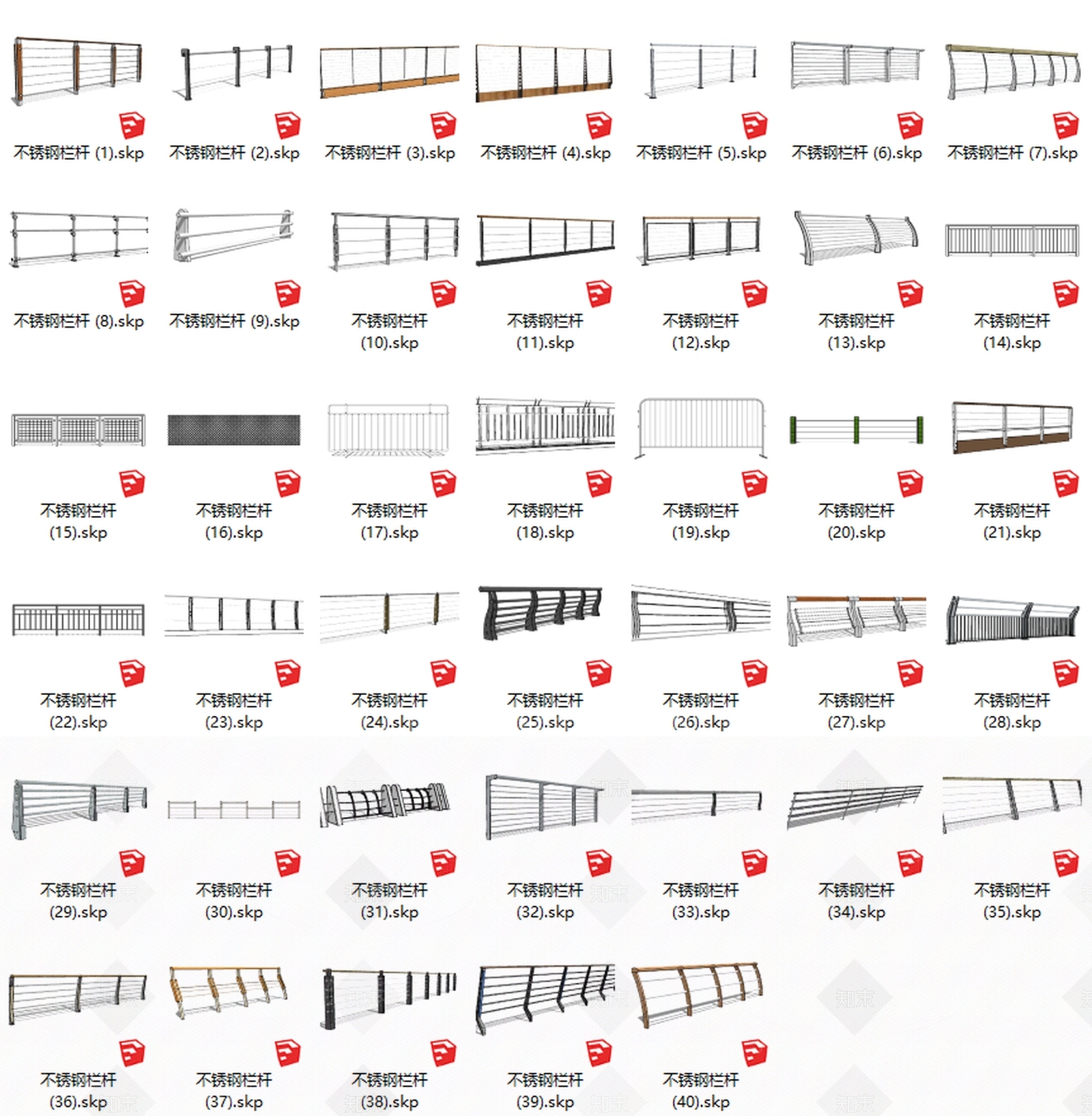 现代不锈钢栏杆SU模型下载【ID:294882689】